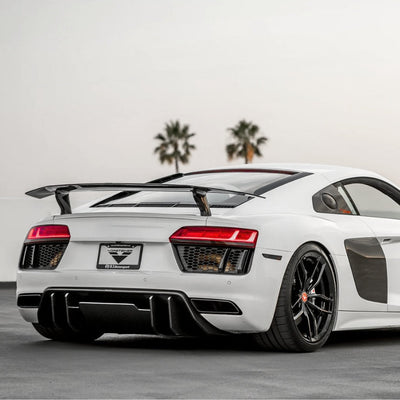 Spoiler Aileron Arriere Carbone Audi R8 4S Vorsteiner - détail du montage - Becquet Voiture