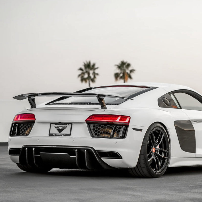 Spoiler Aileron Arriere Carbone Audi R8 4S Vorsteiner - détail du montage - Becquet Voiture