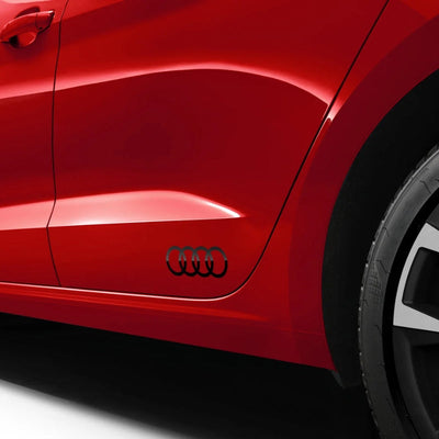 Sticker Audi Anneaux Logo Autocollant 10cm - vue de trois-quarts - Becquet Voiture