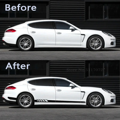Sticker Bande Latérale Porsche Cayenne Panamera Taycan - installé sur véhicule - Becquet Voiture