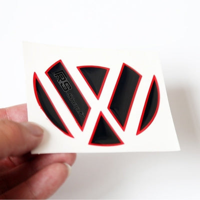 Sticker Logo VW Noir Rouge Avant Golf 7.5 - vue de profil - Becquet Voiture
