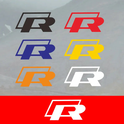 Sticker Logo VW R Golf 6x3cm Lot 4 - vue de trois-quarts - Becquet Voiture
