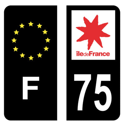 Sticker Plaque Immatriculation 75 Paris - vue de profil - Becquet Voiture