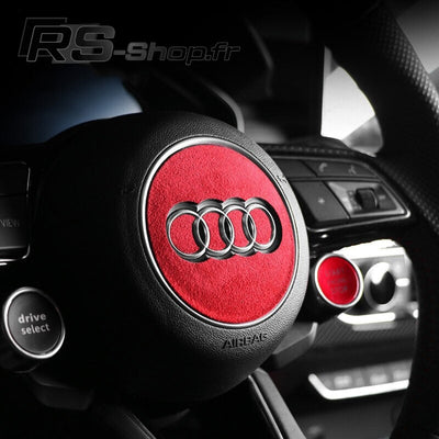 Sticker Volant Alcantara Audi Rouge Noir A3 A4 A5 A6 A7 A8 - détail du montage - Becquet Voiture