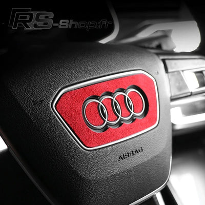 Sticker Volant Alcantara Audi Rouge Noir A3 A4 A5 A6 A7 A8 - packshot studio - Becquet Voiture