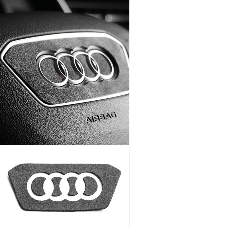 Sticker Volant Alcantara Audi Rouge Noir A3 A4 A5 A6 A7 A8 - vue arrière - Becquet Voiture