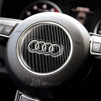 Sticker Volant Carbone Rond 3D Audi 77mm 93mm - packshot studio - Becquet Voiture
