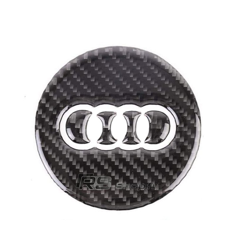 Sticker Volant Carbone Rond 3D Audi 77mm 93mm - vue de face - Becquet Voiture