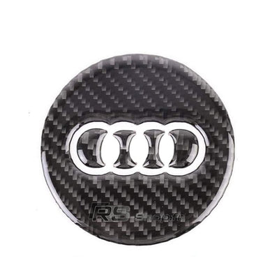 Sticker Volant Carbone Rond 3D Audi 77mm 93mm - vue de face - Becquet Voiture