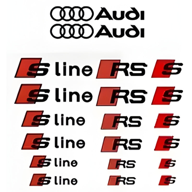 Stickers Audi S-line RS Autocollants Lot 6 - vue de face - Becquet Voiture