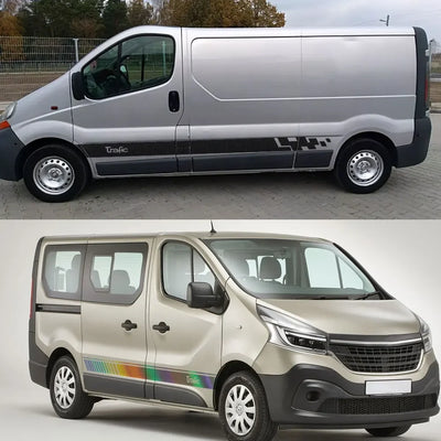 Stickers Renault Trafic Rayures Latérales - vue arrière - Becquet Voiture