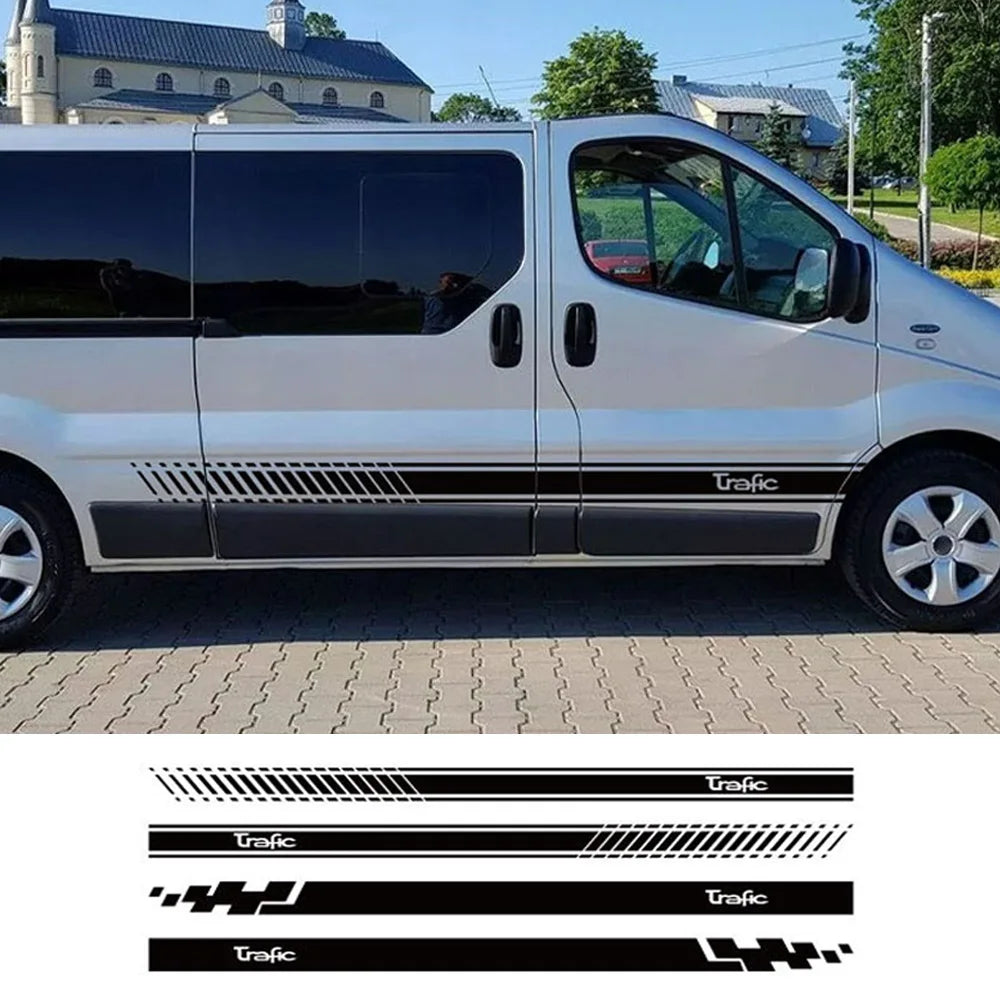 Stickers Renault Trafic Rayures Latérales - vue de face - Becquet Voiture