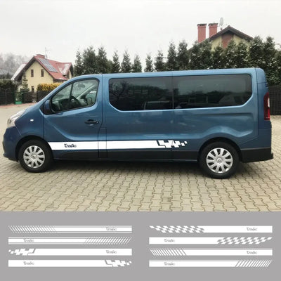 Stickers Renault Trafic Rayures Latérales - vue de profil - Becquet Voiture