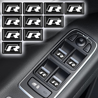 Stickers VW GTI R X10 1.8x1cm Noir - installé sur véhicule - Becquet Voiture