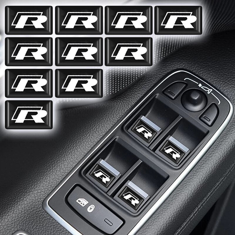 Stickers VW GTI R X10 1.8x1cm Noir - installé sur véhicule - Becquet Voiture