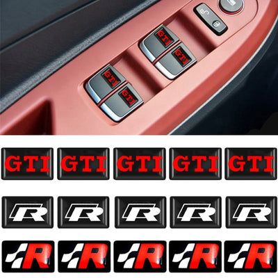 Stickers VW GTI R X10 1.8x1cm Noir - packshot studio - Becquet Voiture