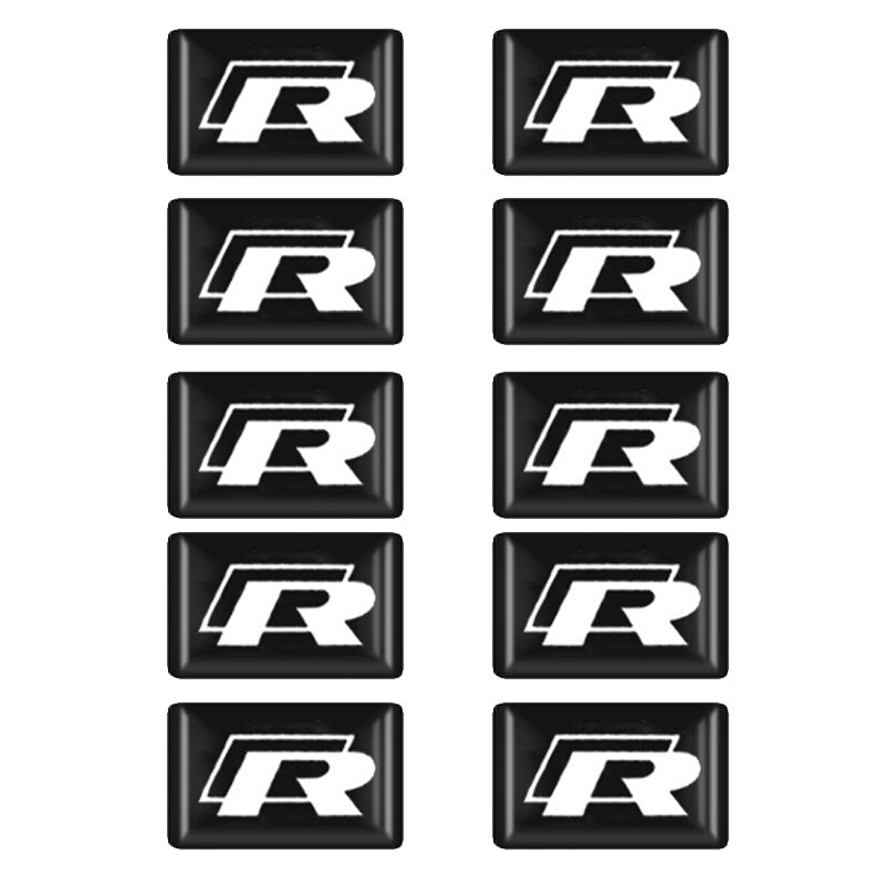 Stickers VW GTI R X10 1.8x1cm Noir - vue de face - Becquet Voiture