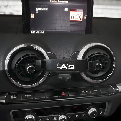 Support Téléphone Audi A3 S3 RS3 Noir Rouge - vue de profil - Becquet Voiture