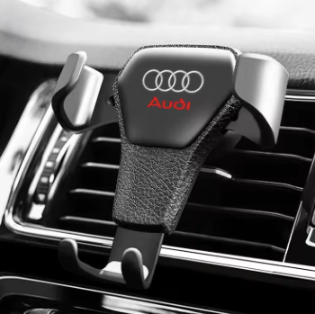Support Téléphone Audi Noir À Pince ABS - vue de face - Becquet Voiture