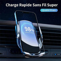 Support Téléphone Chargeur Sans Fil Jaguar 15W - détail du montage - Becquet Voiture