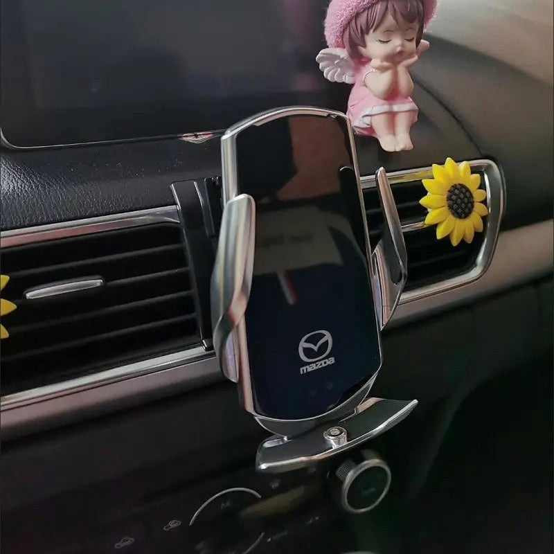 Support Téléphone Chargeur Sans Fil Mazda Rotatif 15W - vue arrière - Becquet Voiture