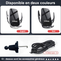 Support Téléphone Chargeur Sans Fil Mercedes 15W - vue de dessus - Becquet Voiture