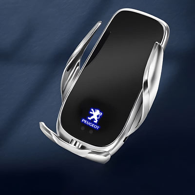 Support Téléphone Chargeur Sans Fil Peugeot 15W Qi - packshot studio - Becquet Voiture