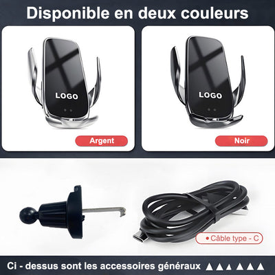 Support Téléphone Chargeur Sans Fil Porsche 15W Qi - installé sur véhicule - Becquet Voiture