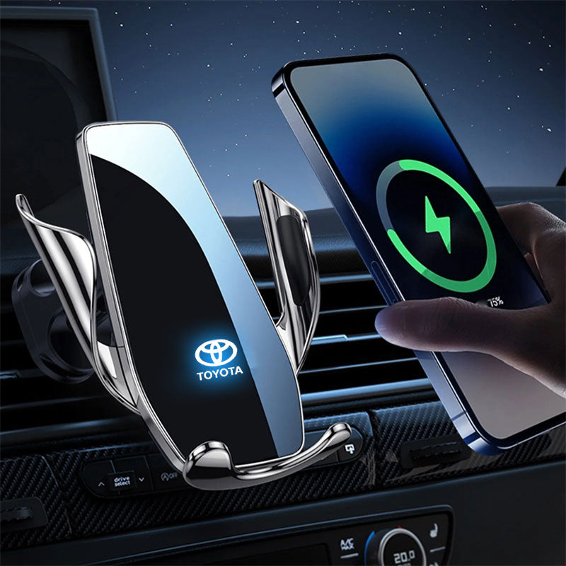 Support Téléphone Chargeur Sans Fil Toyota 15W Qi - vue de face - Becquet Voiture