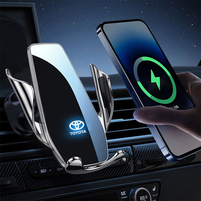 Support Téléphone Chargeur Sans Fil Toyota 15W Qi - vue de face - Becquet Voiture