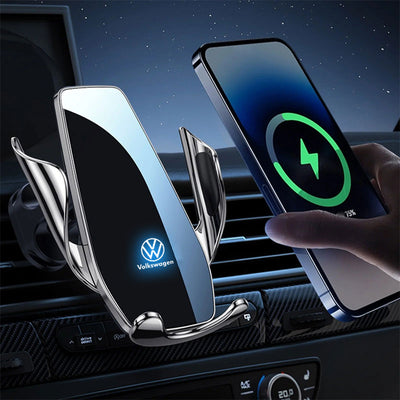 Support Téléphone Chargeur Sans Fil Volkswagen 15W - vue de face - Becquet Voiture