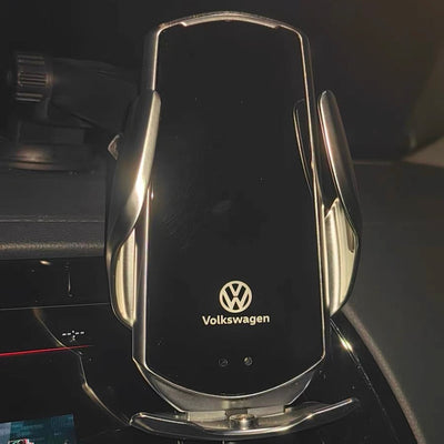 Support Téléphone Chargeur Sans Fil Volkswagen 15W - vue de trois-quarts - Becquet Voiture