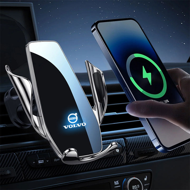 Support Téléphone Chargeur Sans Fil Volvo 15W Qi - vue de face - Becquet Voiture