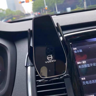 Support Téléphone Chargeur Sans Fil Volvo 15W Qi - vue de profil - Becquet Voiture