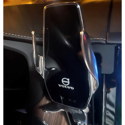 Support Téléphone Chargeur Sans Fil Volvo 15W Qi - vue de trois-quarts - Becquet Voiture