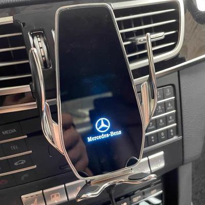 Support Téléphone Mercedes Chargeur Sans Fil 15W Ventilateur 360 - vue arrière - Becquet Voiture