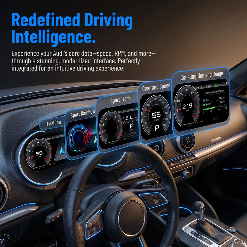 Digital Dashboard Audi A3 2013-2017 - three-quarter view - Becquet Voiture