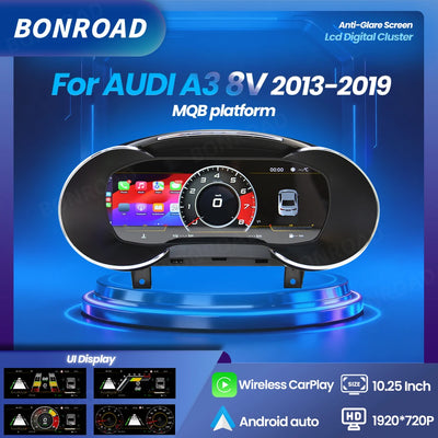 Tableau de Bord Numérique Audi A3 8V CarPlay Android Auto - vue de face - Becquet Voiture