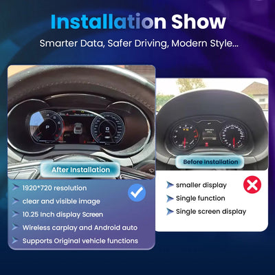 Tableau de Bord Numérique Audi A3 8V CarPlay Android Auto - vue de profil - Becquet Voiture