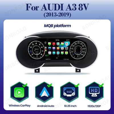 Tableau de Bord Numérique Audi A3 8V CarPlay - détail du montage - Becquet Voiture