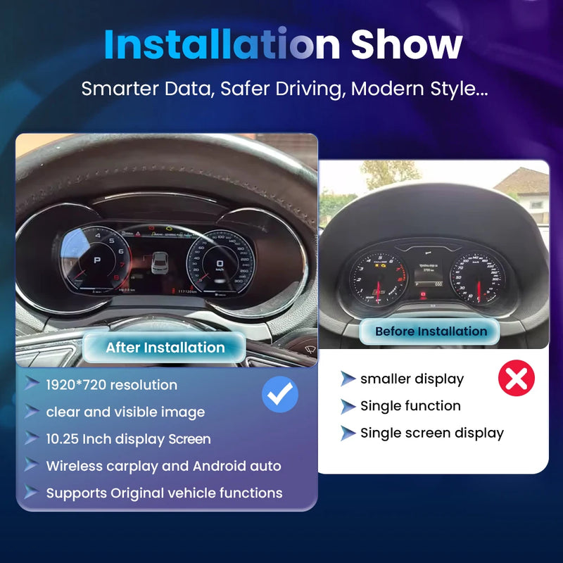 Digitales Kombiinstrument Audi A3 8V CarPlay - Rückansicht - Becquet Voiture