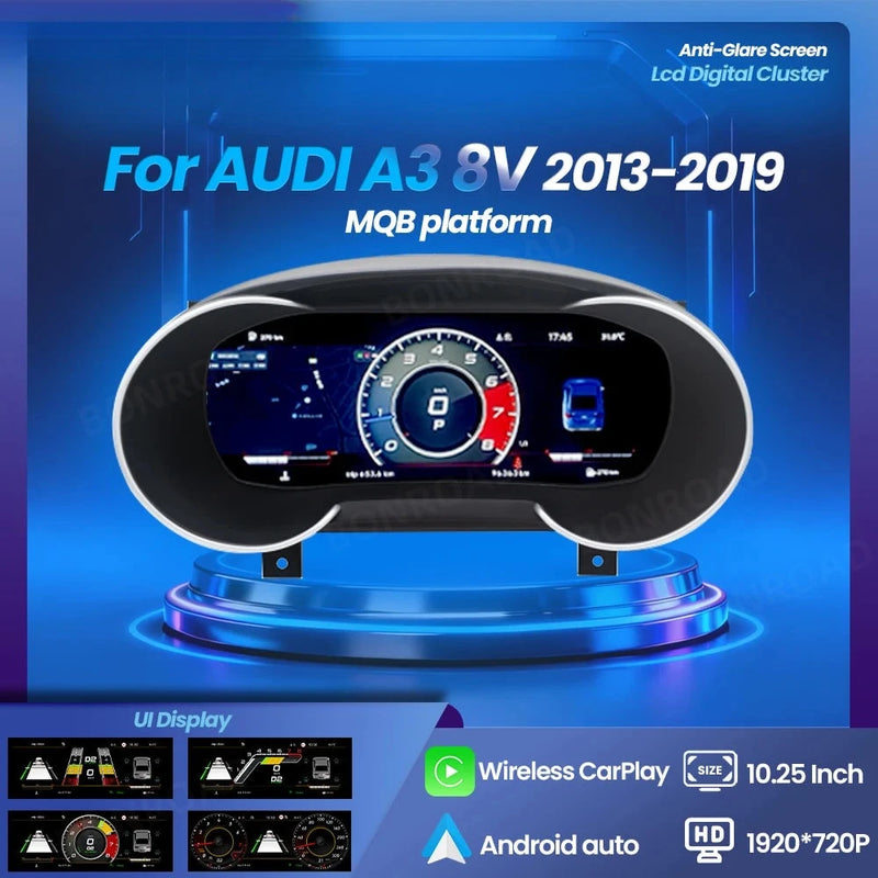 Digitales Kombiinstrument Audi A3 8V CarPlay - Vorderansicht - Becquet Voiture