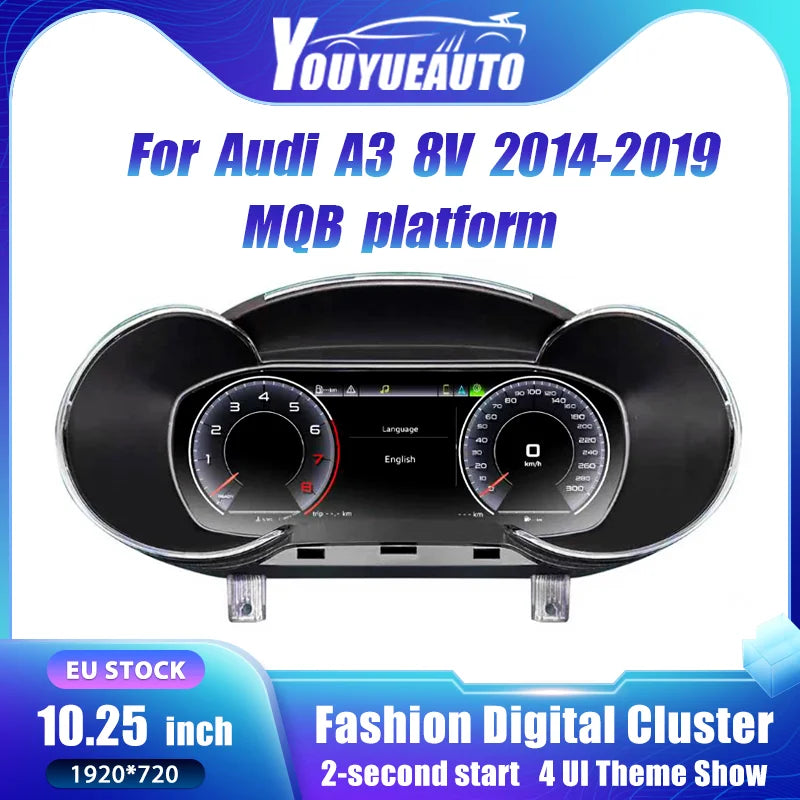 Tableau de Bord Numérique Audi A3 S3 8V 2014-2019 - vue de face - Becquet Voiture