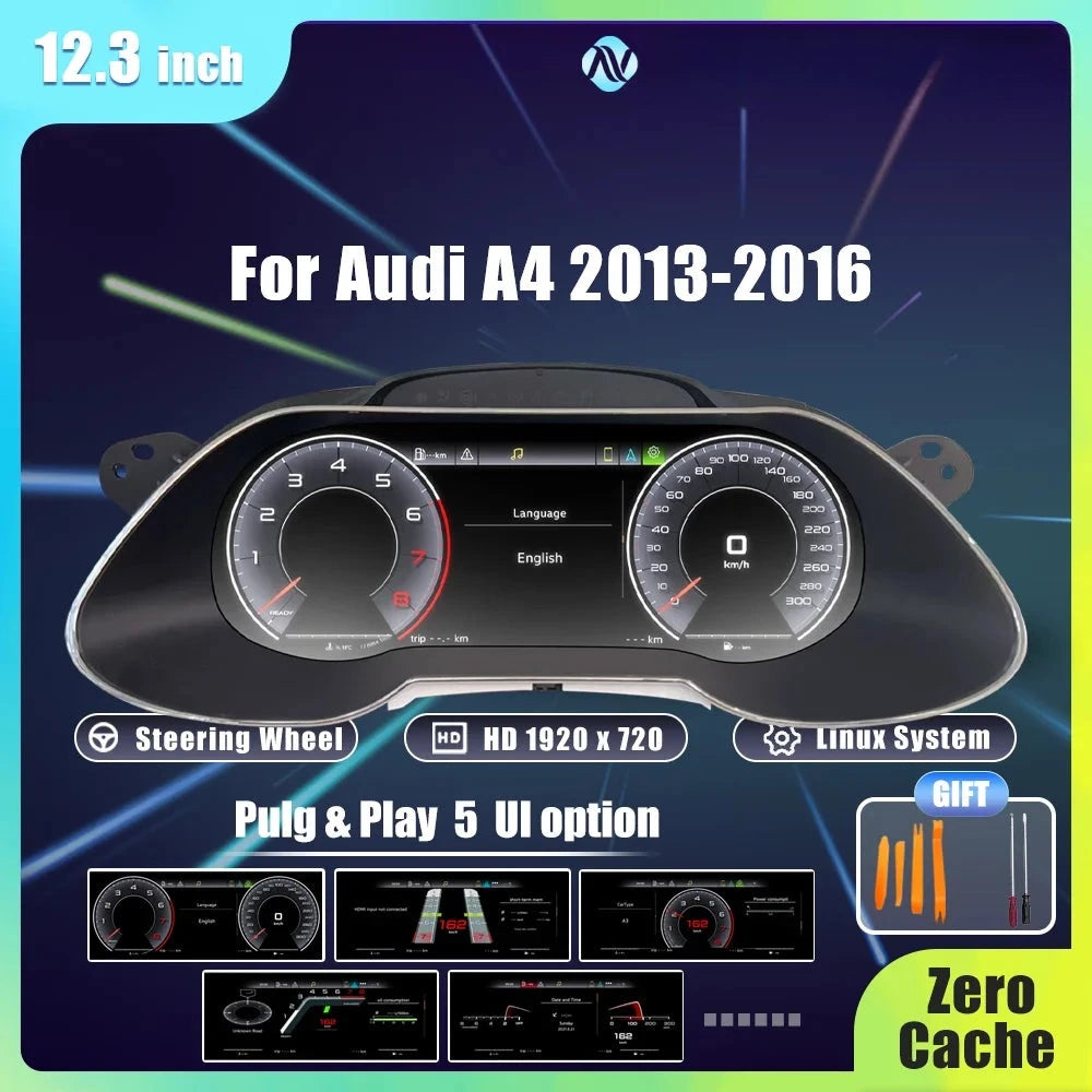 Tableau de Bord Numérique Audi A4 2013-2016 - vue de face - Becquet Voiture