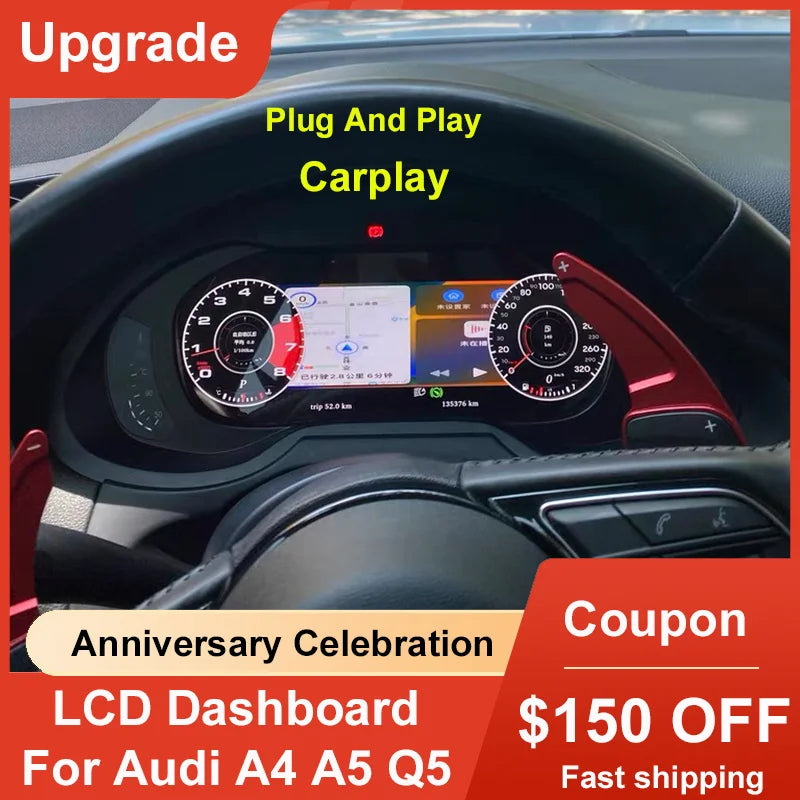 Tableau de Bord Numérique Audi A4 A5 Q5 2008-2018 - vue de face - Becquet Voiture