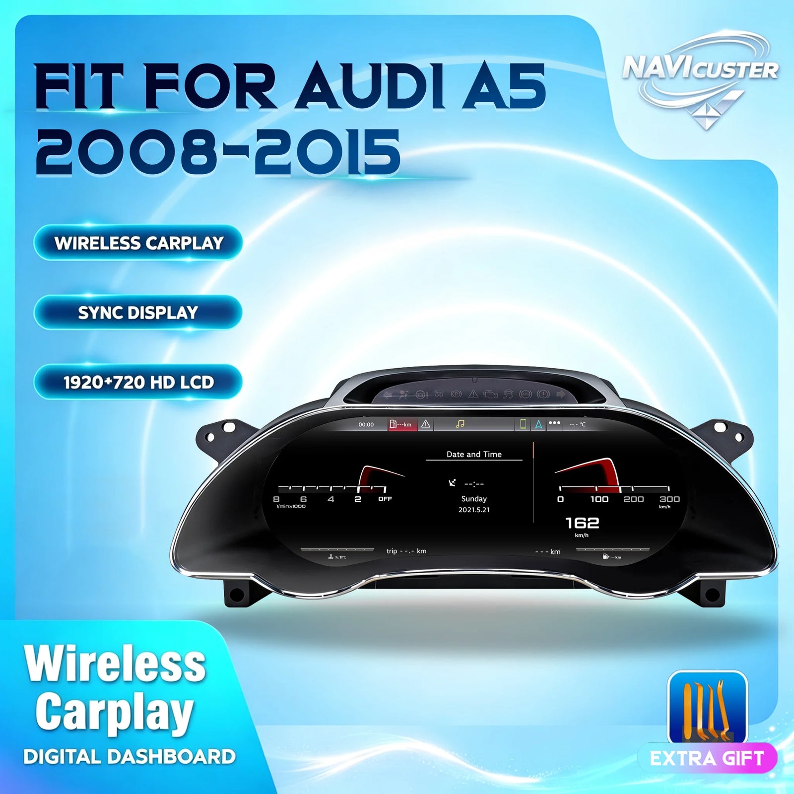 Tableau de Bord Numérique Audi A5 2008-2015 - vue de face - Becquet Voiture
