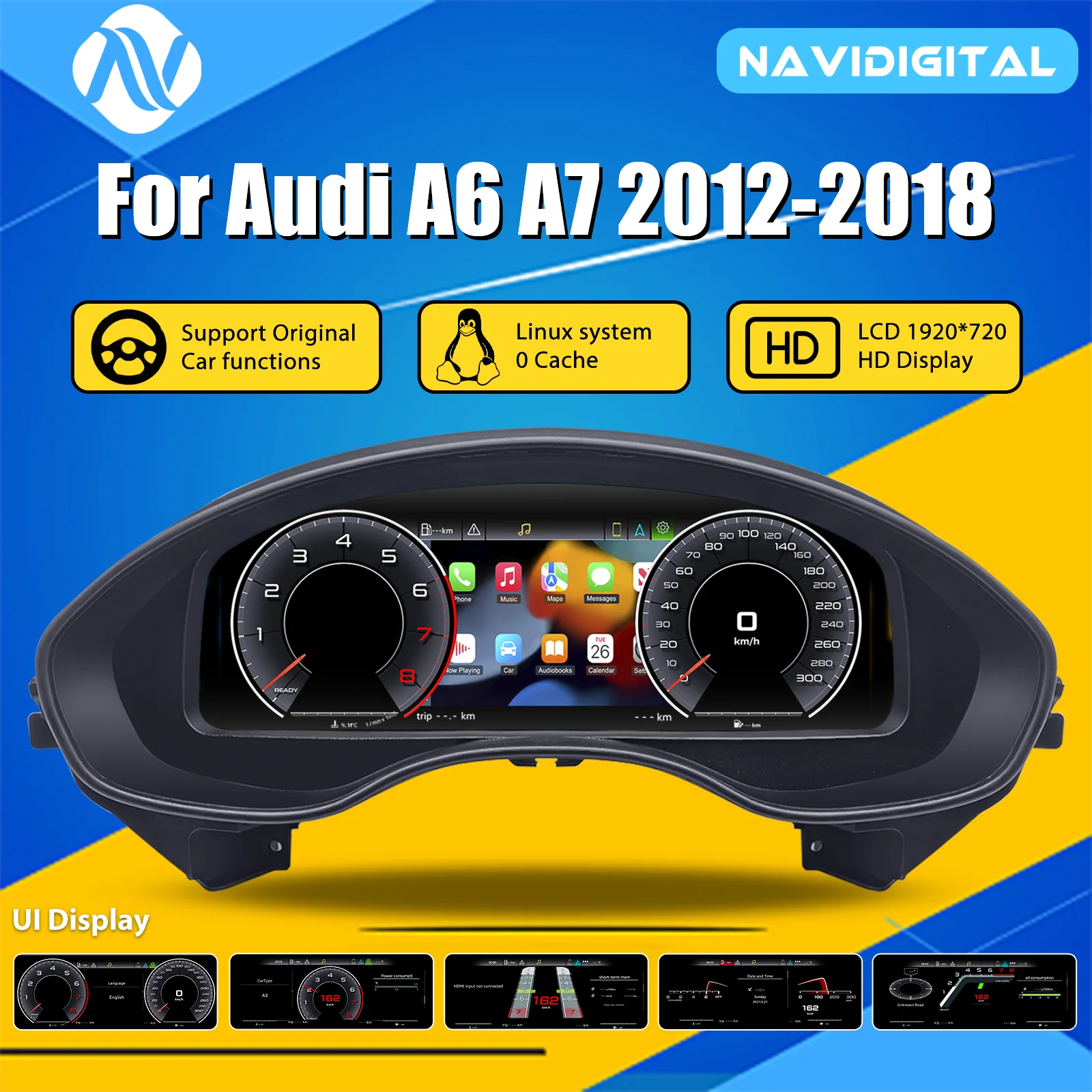 Tableau de Bord Numérique Audi A6 A7 2012-2018 - vue de face - Becquet Voiture