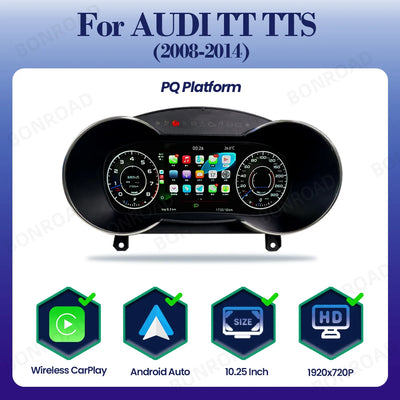 Tableau de Bord Numérique Audi TT TTS CarPlay Android Auto - détail du montage - Becquet Voiture