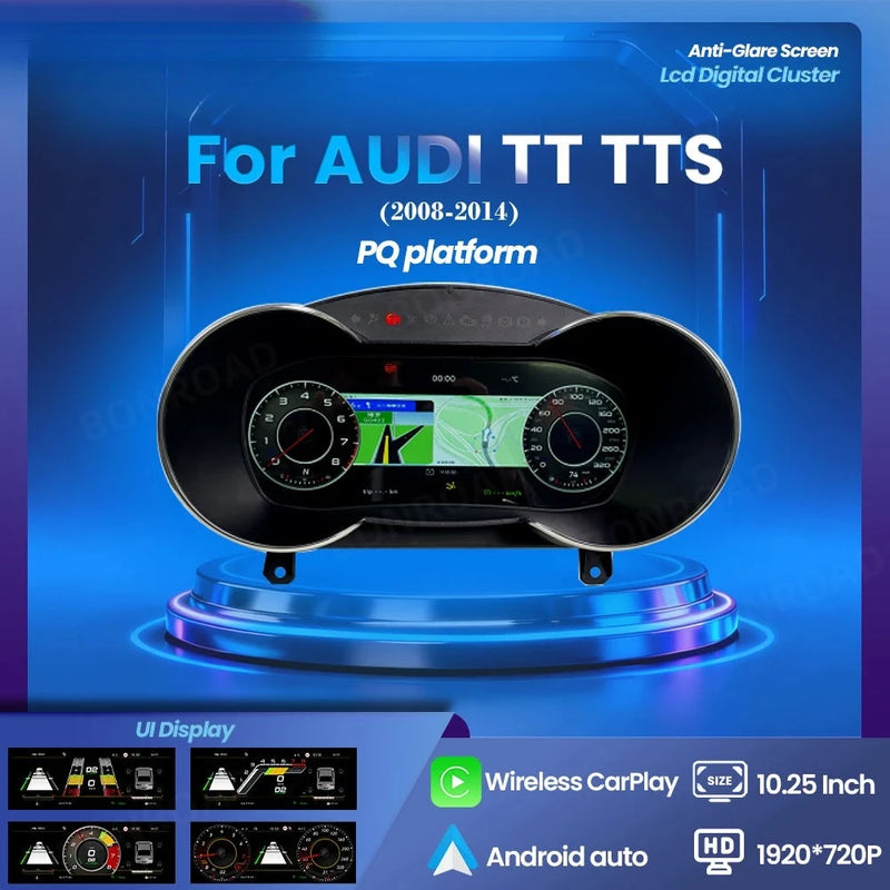 Digital Dashboard Audi TT TTS CarPlay Android Auto - front view - Becquet Voiture