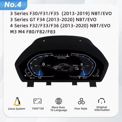Tableau de Bord Numérique BMW E90 F30 E60 X5 - vue de face 2 - Becquet Voiture